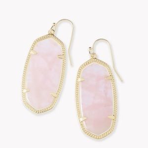 Kendra Scott Elle Gold Drop Earrings in Rose Quartz